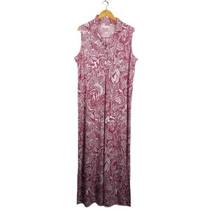 Jaclyn Smith Sleeveless Floral Maxi Dress in Rose and White